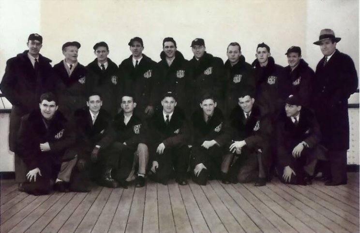 Photo: 1948 USA Olympic Hockey Team on QE Enroute to Southhampton, UK